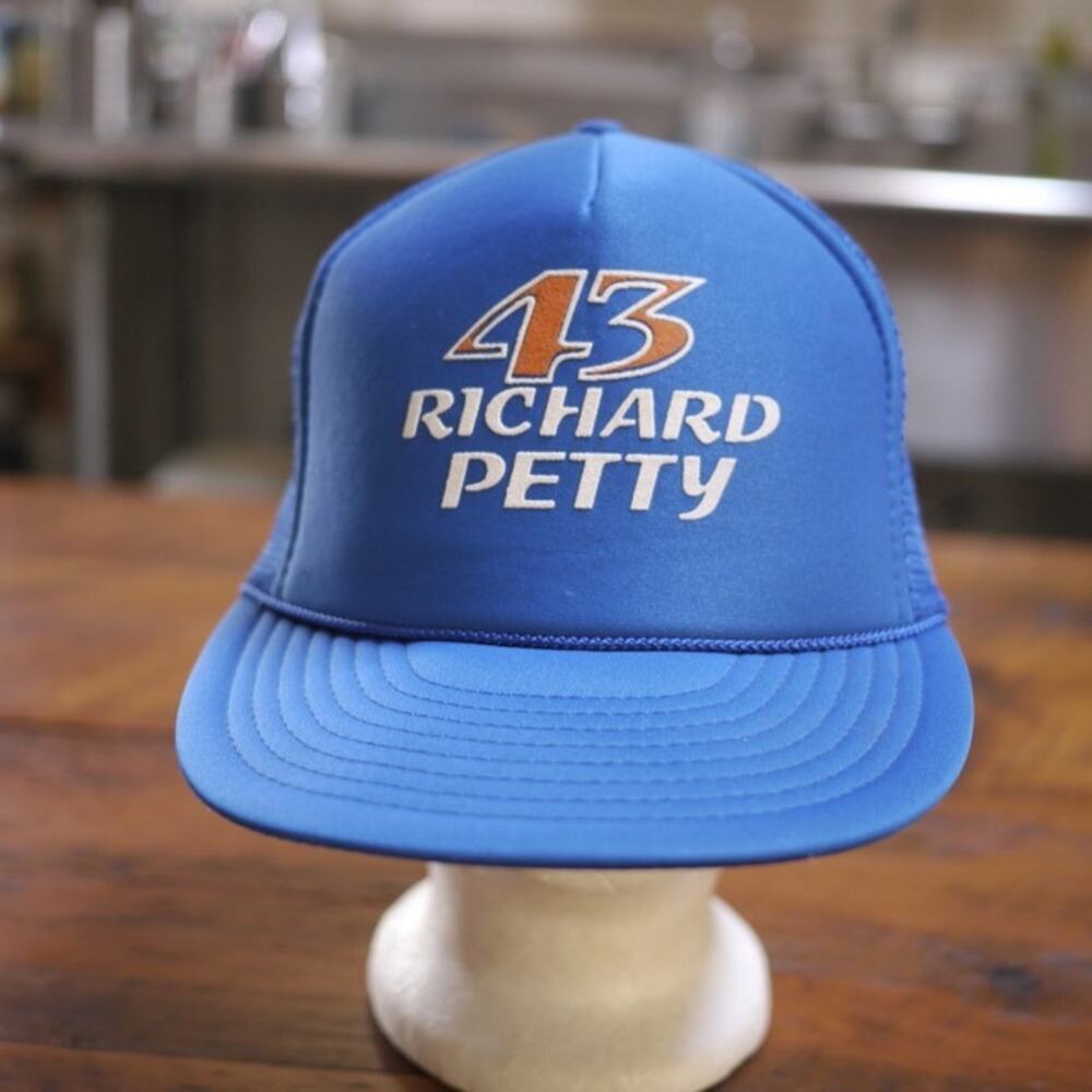 Vintage NASCAR Richard Petty #43 Driver Royal Blue Mesh Trucker Hat Adjustable